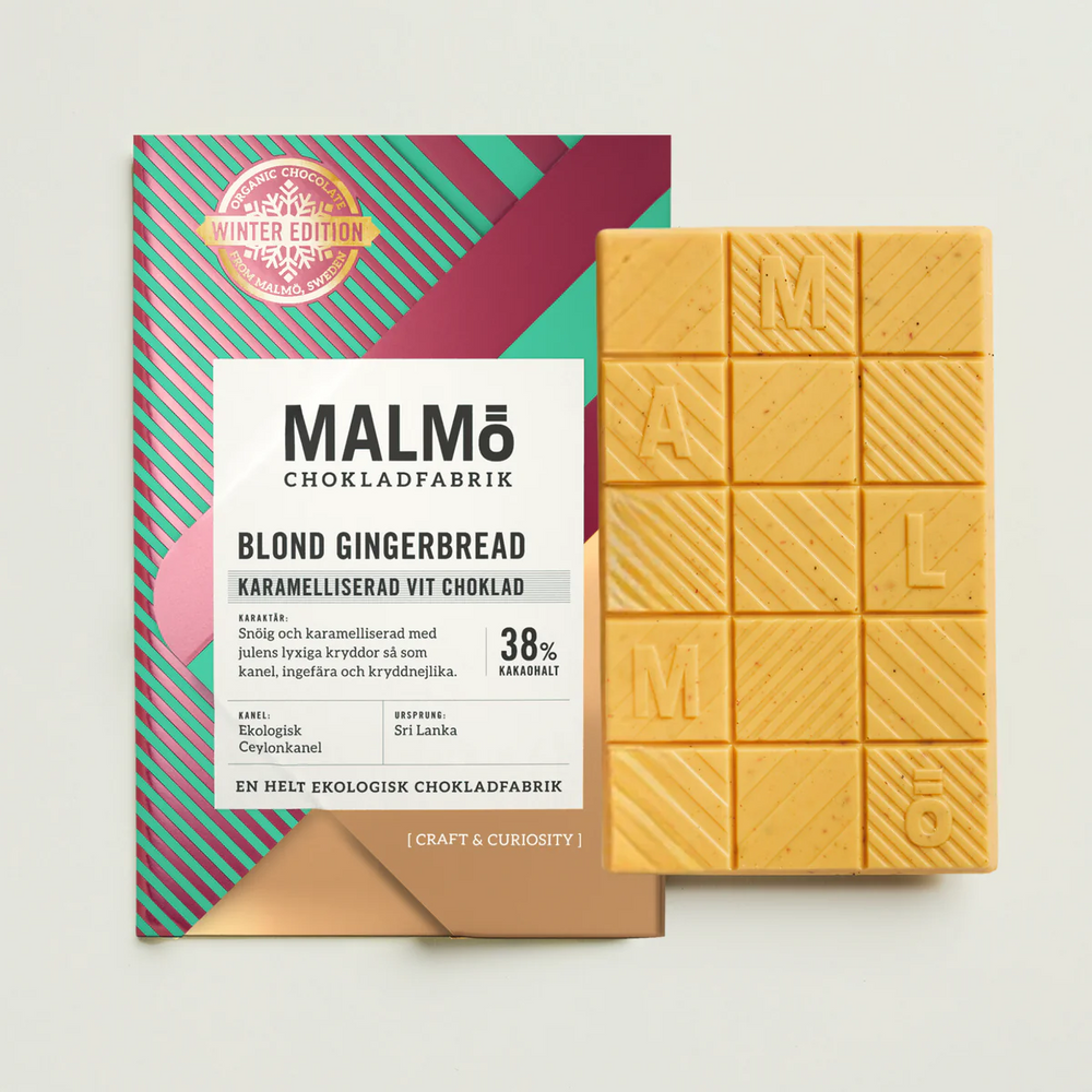 Malmö Blond gingerbread 38% - Winter Edition suklaalevy Luomu