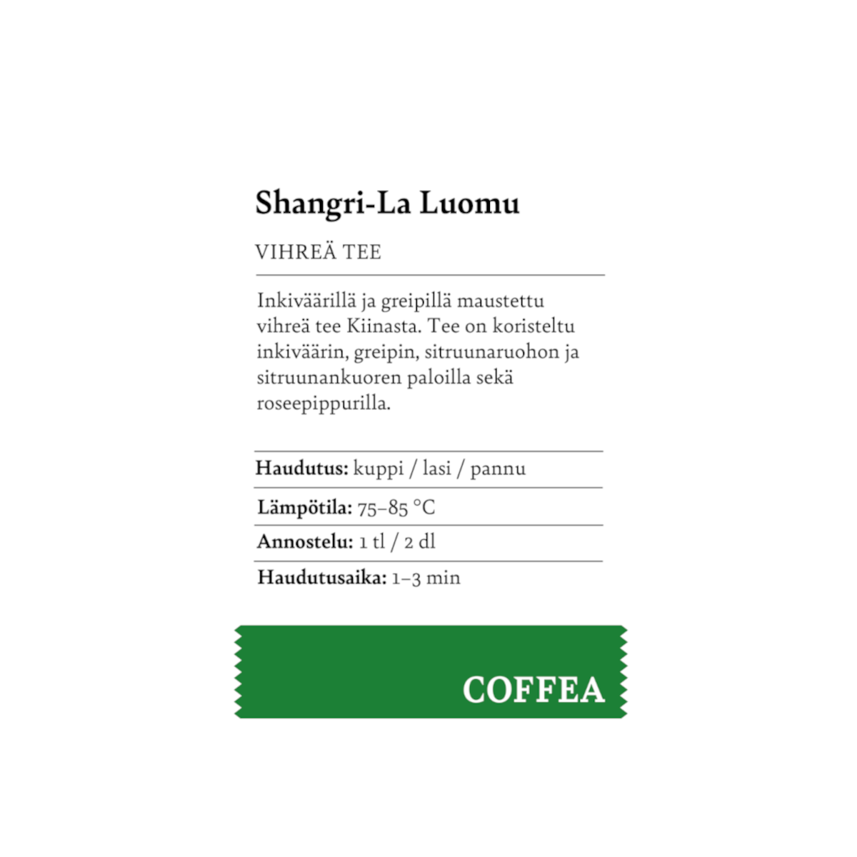 Shangri-La luomu vihreä tee