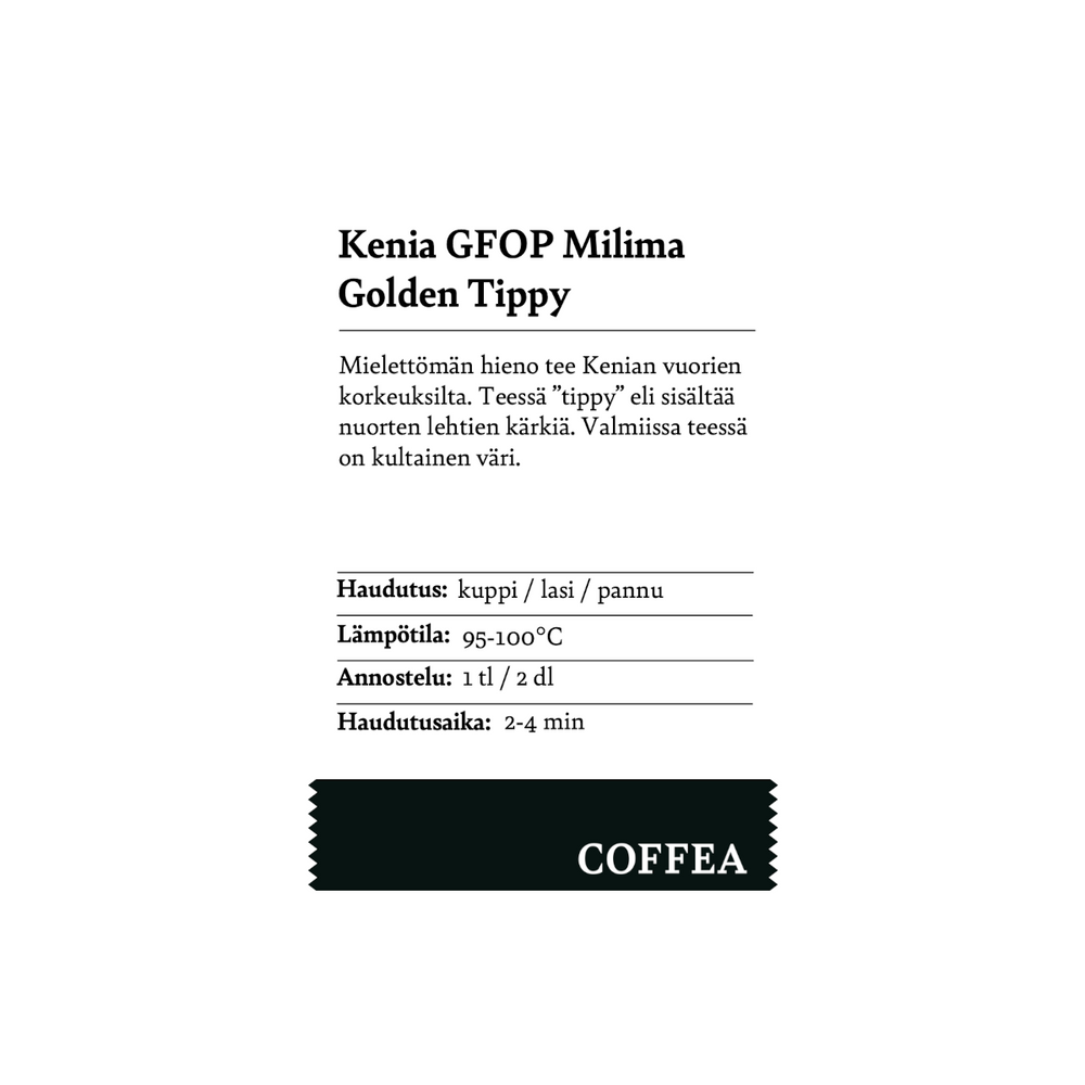 Kenya GFOP Milima Golden Tipped musta tee