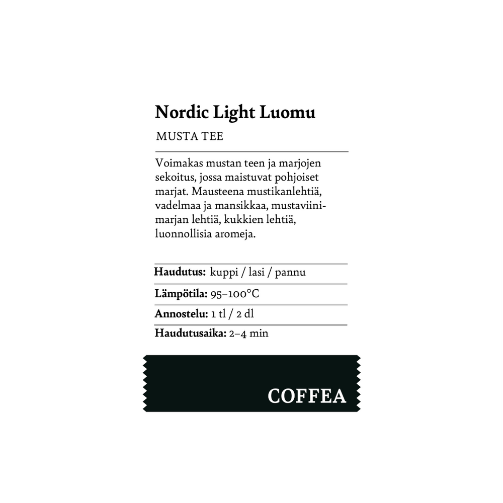 Nordic light musta tee luomu