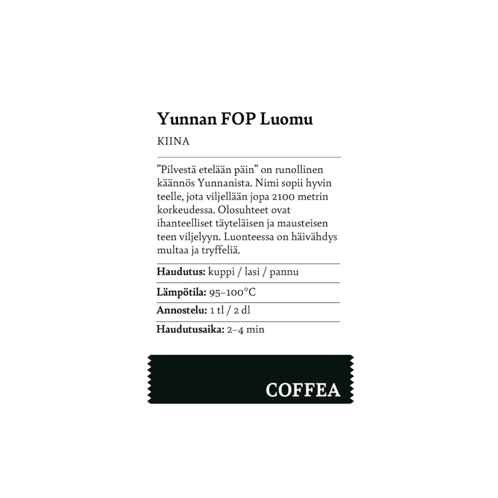 Yunnan FOP musta tee luomu